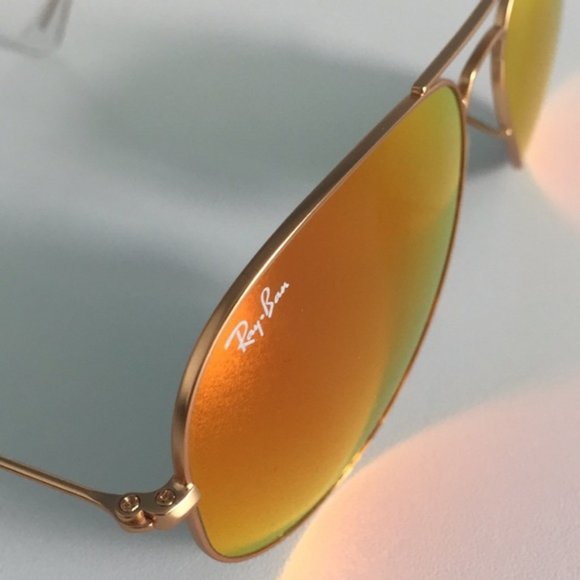 Aviator Gold-Orange Ray-Ban Sunglasses - Picture 6 of 9